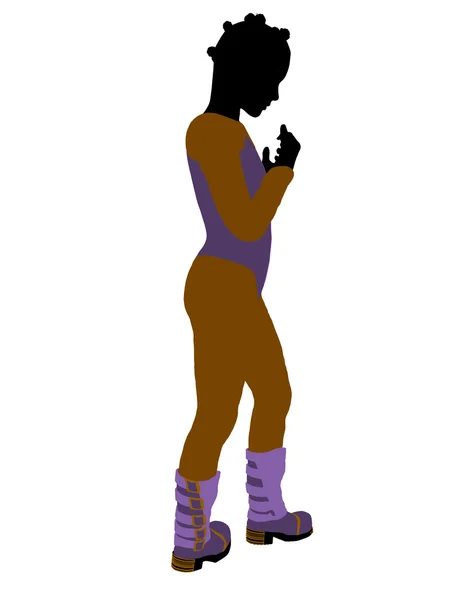 Afrikanska amerikanska kvinnliga tonåring skidåkare illustration — Stockfoto