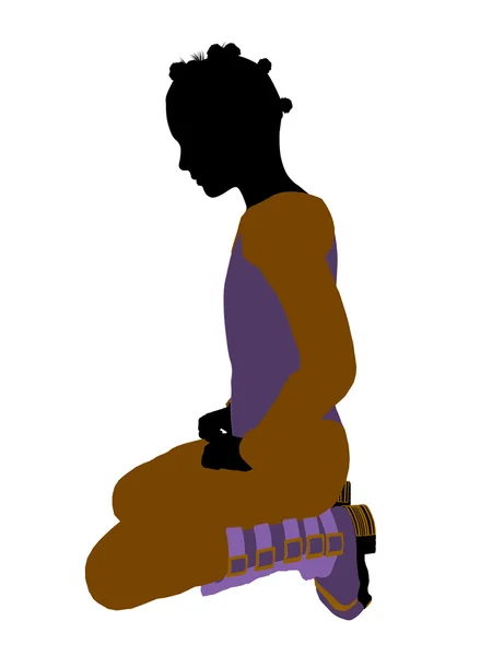 Mujer afroamericana adolescente esquiadora Ilustración —  Fotos de Stock