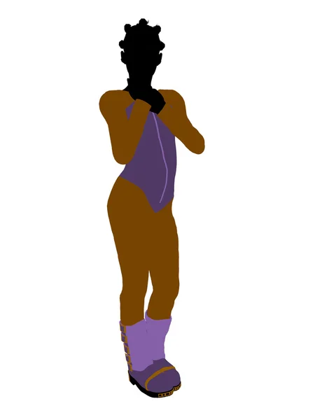 Africano Americano Feminino Adolescente Esqui Ilustração — Fotografia de Stock