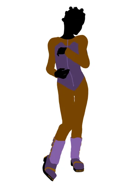 African American Female Teen Skier Illustration — Stock Photo, Image