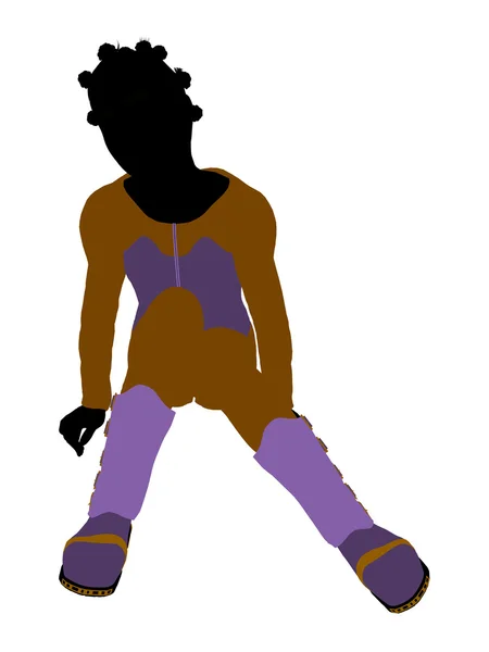 Mujer afroamericana adolescente esquiadora Ilustración — Foto de Stock