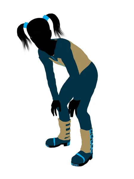 Kvinnliga tonåring skidåkare illustration siluett — Stockfoto