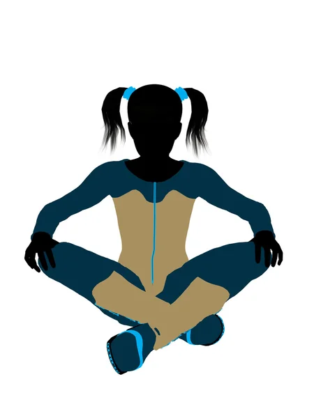 Female Teen Skier Illustration Silhouette — Stock Photo, Image