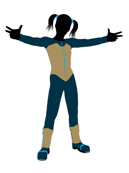 stock image Female Teen Skier Illustration Silhouette