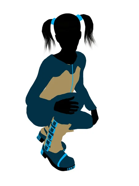 Feminino Teen Skier ilustração silhueta — Fotografia de Stock