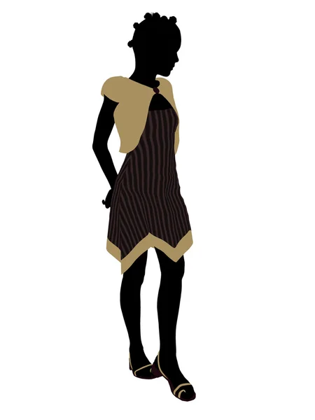 African American Teenager Illustration Silhouett — Stock Photo, Image