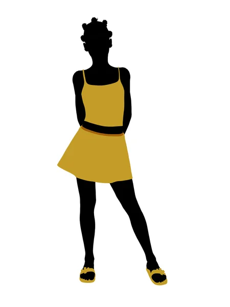Africký americký teenager ilustrace silhouett — Stock fotografie