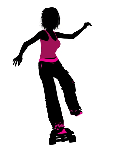 Sylwetka kobiety Skater — Zdjęcie stockowe