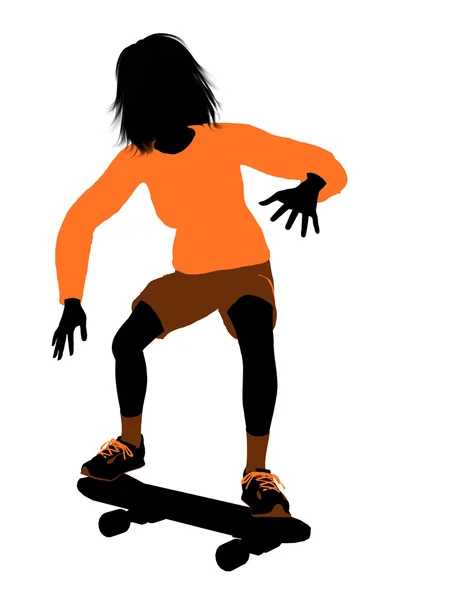 Скейтбордист жіночий силует — стокове фото