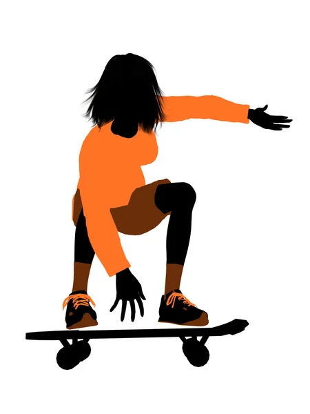 Sylwetka kobiety Skater — Zdjęcie stockowe