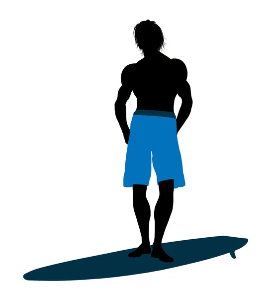 Ilustracja sylwetka surfer — Zdjęcie stockowe