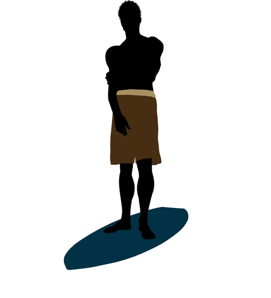 Афроамериканский силуэт серфера — стоковое фото