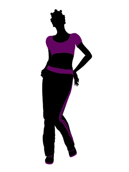 Afroamerikanska kvinnor workout siluett — Stockfoto