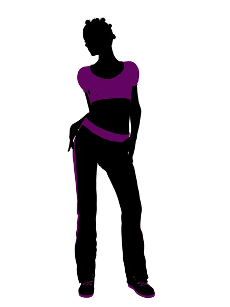 Afro-Amerikaanse vrouwelijke training silhouet — Stockfoto