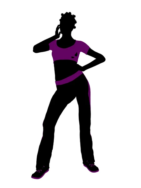 African American Female Workout Silhouette — Stock Photo, Image