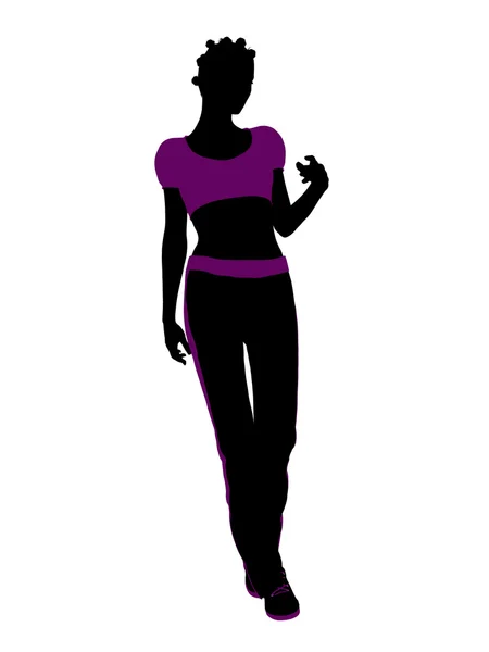 African American Female Workout Silhouette — Stock Photo, Image