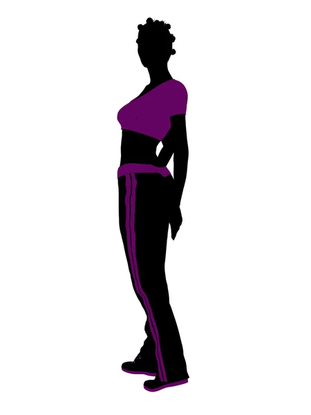 Afroamericano femmina allenamento silhouette — Foto Stock