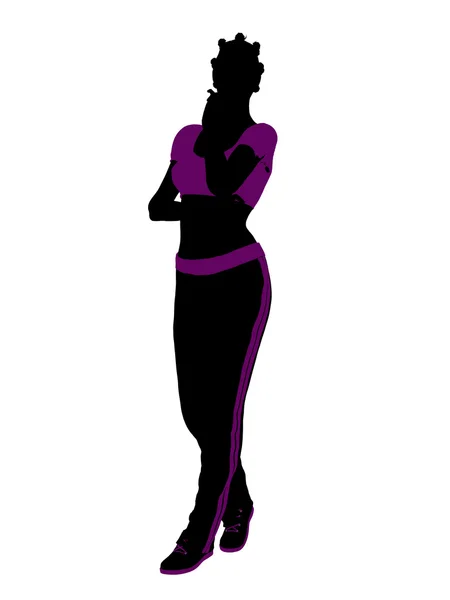Afrikalı-Amerikalı kadın egzersiz siluet — Stok fotoğraf