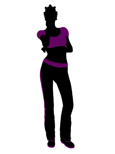 Afroamericano femmina allenamento silhouette — Foto Stock