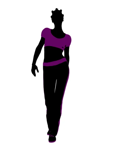 Afrikanisch-amerikanische weibliche Workout-Silhouette — Stockfoto
