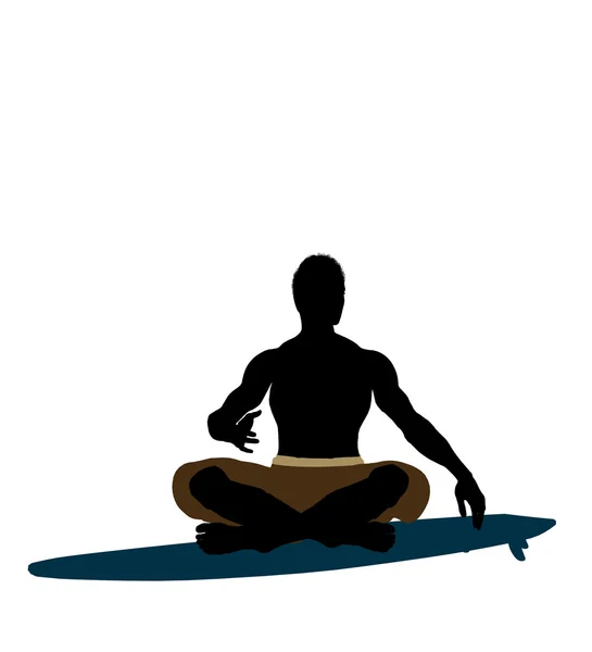 Illustrazione della silhouette del surfista afroamericano — Foto Stock