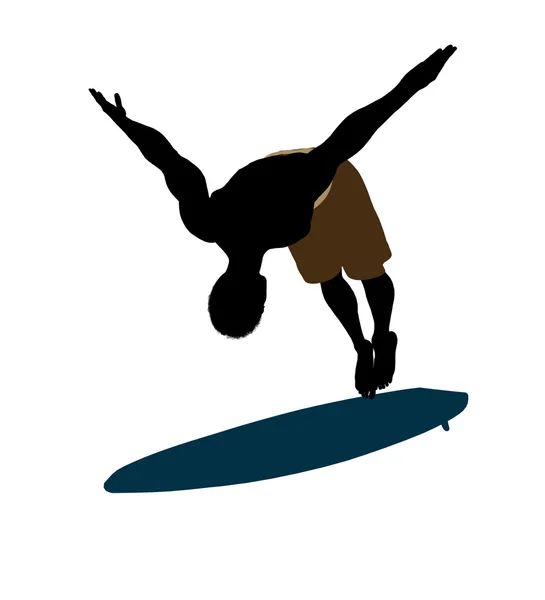 Ilustração da silhueta do surfista afro-americano — Fotografia de Stock