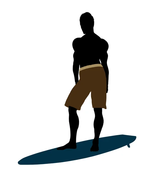 Αφρικανική αμερικανική surfer σιλουέτα εικονογράφηση — Φωτογραφία Αρχείου
