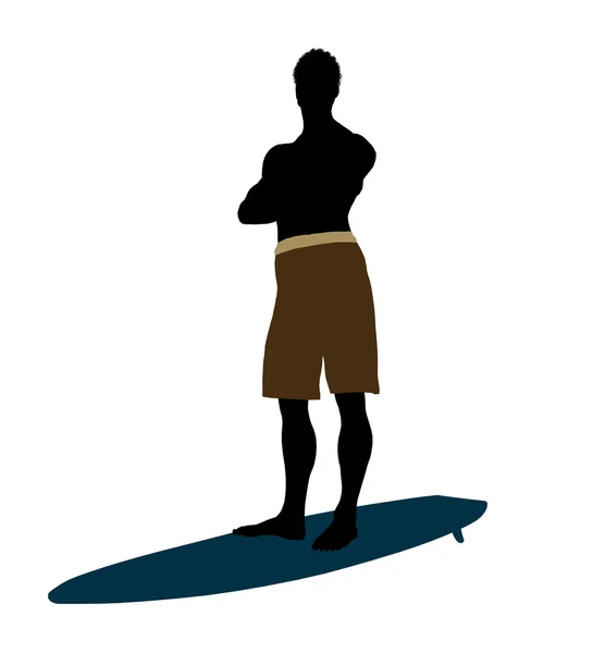 African American Surfer Silhouette Illustration — Stock Photo, Image