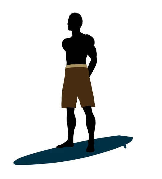 Афроамериканский силуэт серфера — стоковое фото
