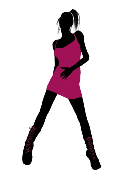 Punk ragazza illustrazione silhouette — Foto Stock