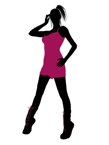Punk dziewczyna ilustracja sylwetka — Zdjęcie stockowe