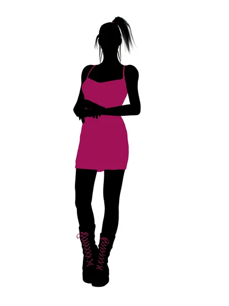 Punk meisje illustratie silhouet — Stockfoto