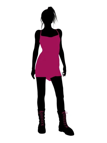 Punk Mädchen Illustration Silhouette — Stockfoto