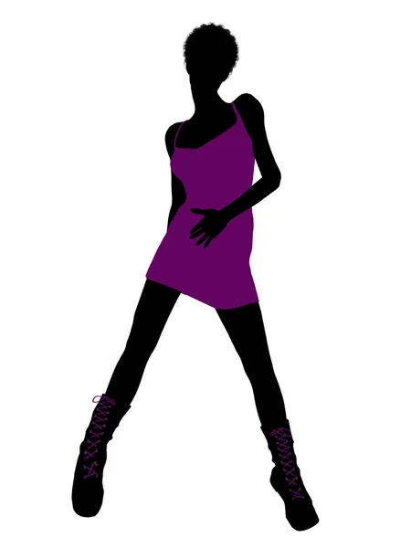 Afrikanisch-amerikanische Punk-Mädchen Illustration Silhouette — Stockfoto