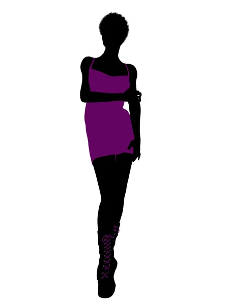 Afrika kökenli Amerikalı punk kız resim silhouet — Stok fotoğraf