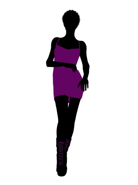 아프리카계 미국인 펑크 소녀 그림 silhouet — 스톡 사진