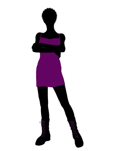 アフリカ系アメリカ人パンク少女イラスト silhouet — ストック写真