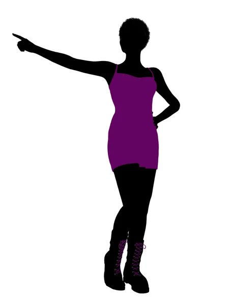 Afroamericano punk ragazza illustrazione silhouet — Foto Stock