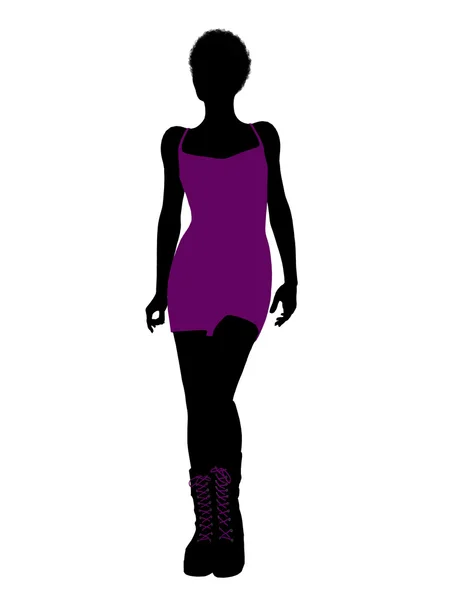 Afrikanska amerikanska punk tjej illustration silhouet — Stockfoto