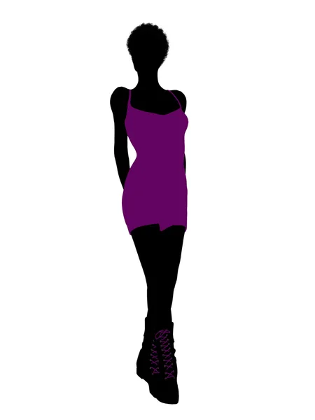 African American Punk Girl Illustration Silhouet — Stock Photo, Image