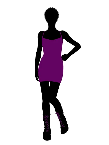 Afro-amerikai punk lány illusztráció silhouet — Stock Fotó