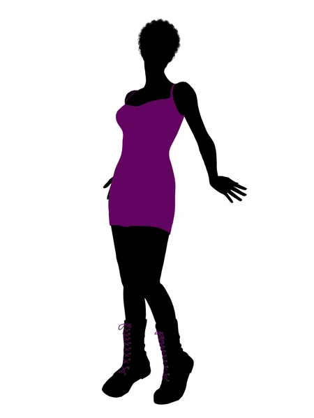 Afro-Amerikaanse punk meisje illustratie silhouet — Stockfoto