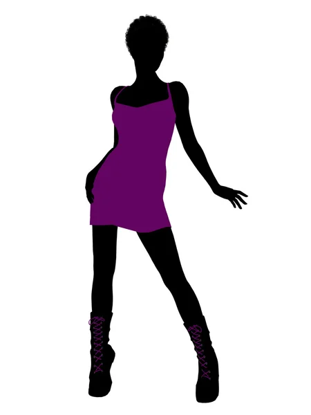 Afrikanska amerikanska punk tjej illustration silhouet — Stockfoto