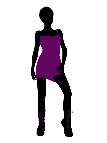 Africká americká punková dívka ilustrace silhouet — Stock fotografie
