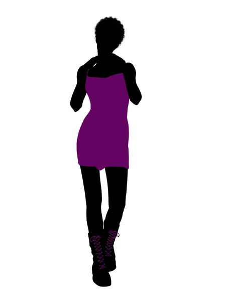 Afrika kökenli Amerikalı punk kız resim silhouet — Stok fotoğraf
