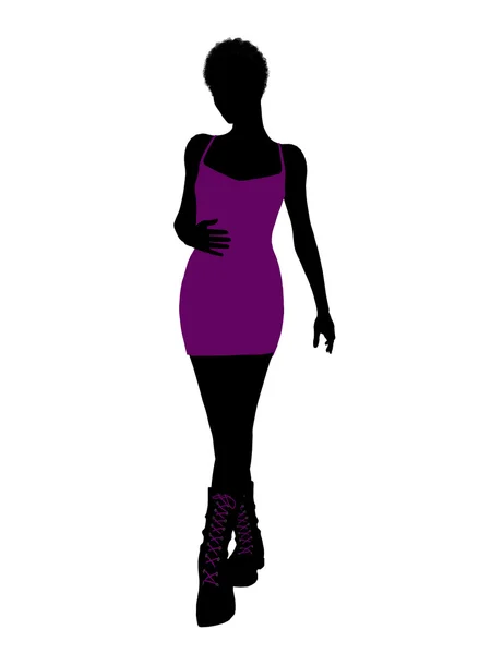 African American Punk Girl Illustration Silhouet — Stock Photo, Image