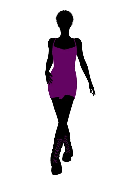 アフリカ系アメリカ人パンク少女イラスト silhouet — ストック写真
