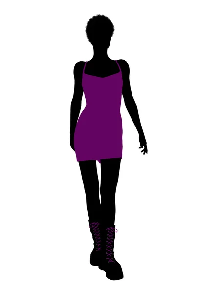 Afrikanisch-amerikanische Punk-Mädchen Illustration Silhouette — Stockfoto