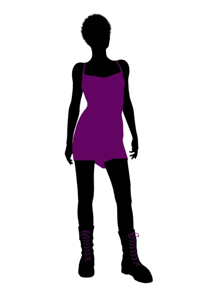 Afro-amerikai punk lány illusztráció silhouet — Stock Fotó
