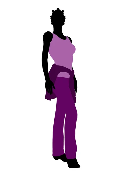 African American Woman Illustration Silhouette — Stock Photo, Image